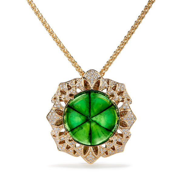 Muzo Columbian Trapiche Emerald Necklace with D Flawless Diamonds