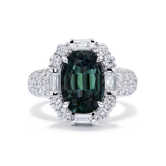 Musgravite Ring with D Flawless Diamonds set in 18K White Gold