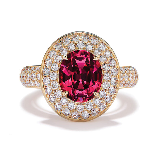 Mahenge Spinel Ring with D Flawless Diamonds set in 18K Yellow Gold