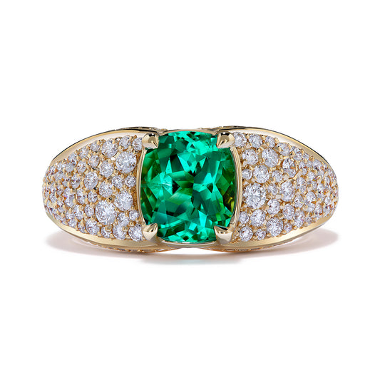 Muzo Colombian Emerald Ring with D Flawless Diamonds set in 18K Yellow Gold