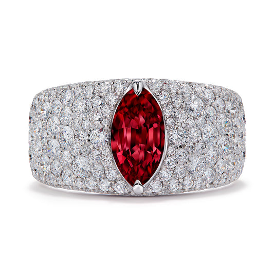 Burmese Jedi Spinel Ring with D Flawless Diamonds set in 18K White Gold