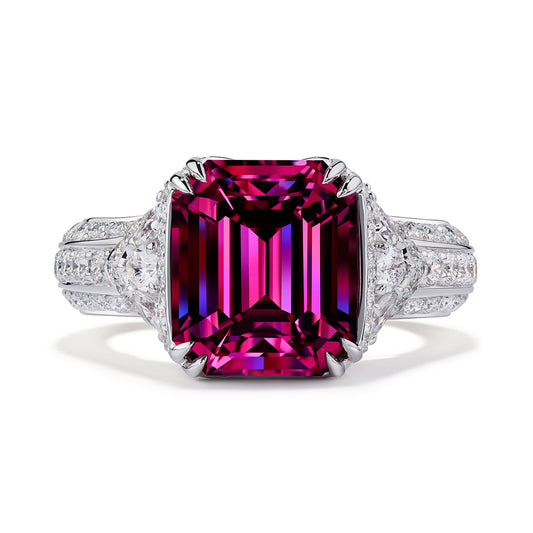 Ceylon Magenta Garnet Ring with D Flawless Diamonds set in 18K White Gold