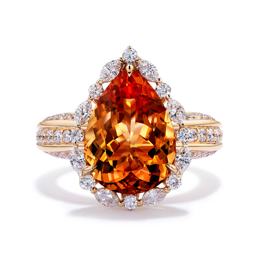 Imperial Topaz Ring with D Flawless Diamonds set in 18K Yellow Gold