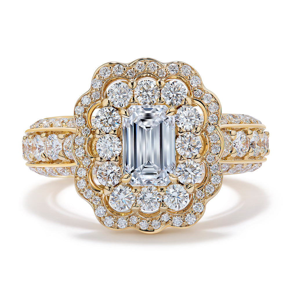 D Flawless Golconda Diamond Ring with D Flawless Diamonds set in 18K Yellow Gold