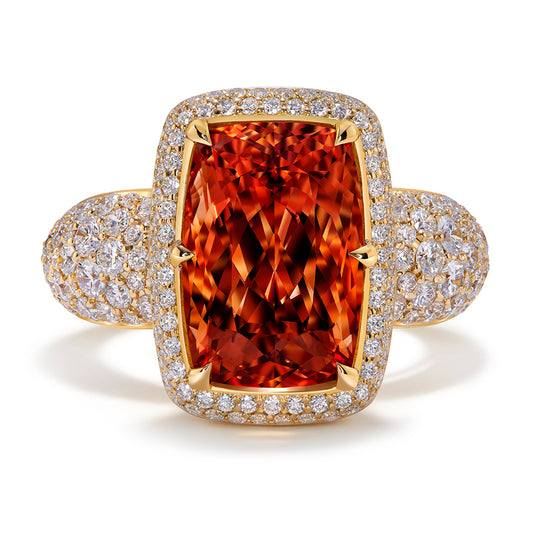 Imperial Topaz Ring with D Flawless Diamonds set in 18K Yellow Gold