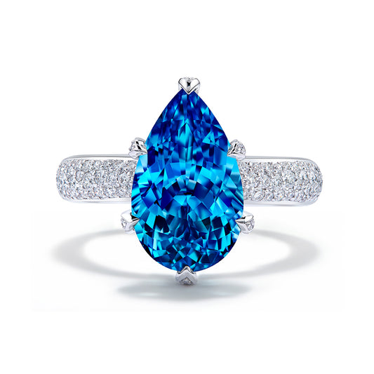 Santa Maria Aquamarine Ring with D Flawless Diamonds set in 18K White Gold