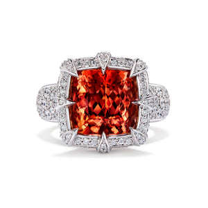 Imperial Topaz Ring with D Flawless Diamonds set in 18K White Gold