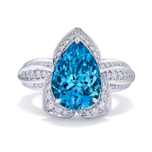 Santa Maria Aquamarine Ring with D Flawless Diamonds set in 18K White Gold