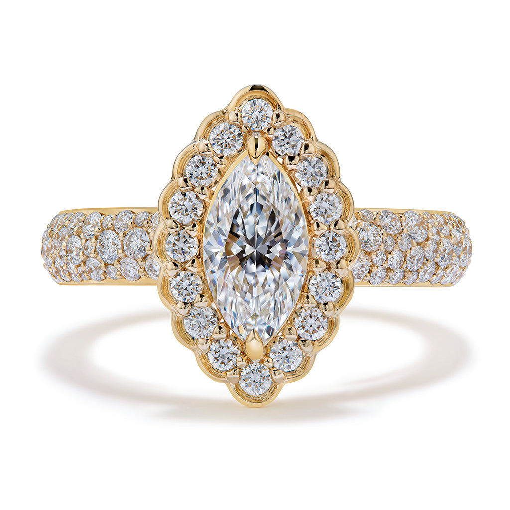 D Flawless Golconda Diamond Ring with D Flawless Diamonds set in 18K Yellow Gold