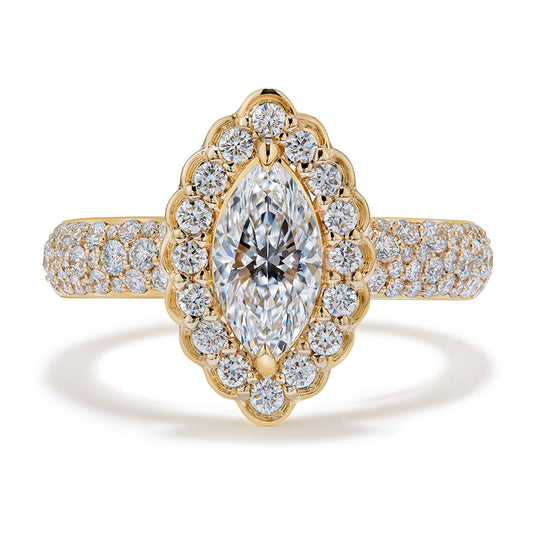 D Flawless Golconda Diamond Ring with D Flawless Diamonds set in 18K Yellow Gold