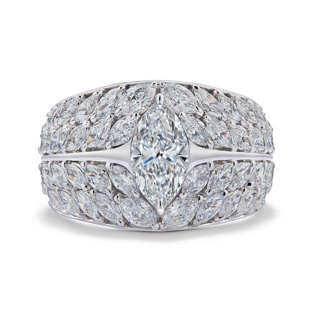 D Flawless Golconda Diamond Ring with D Flawless Diamonds set in 18K White Gold