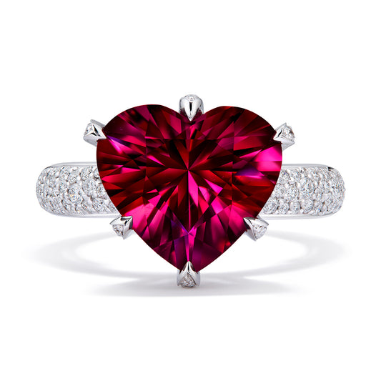 Ibadan Rubellite Ring with D Flawless Diamonds set in 18K White Gold