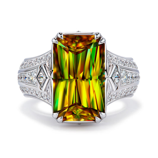 Sphene Ring with D Flawless Diamonds set in 18K White Gold