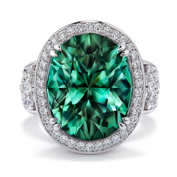 Paraiba Tourmaline Ring with D Flawless Diamonds set in 18K White Gold