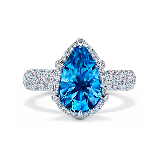 Santa Maria Aquamarine Ring with D Flawless Diamonds set in 18K White Gold