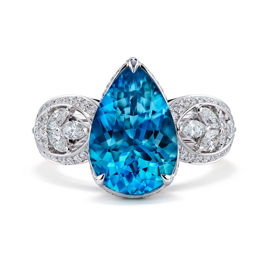 Santa Maria Aquamarine Ring with D Flawless Diamonds set in 18K White Gold