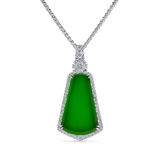 Fei Cui Imperial A Jadeite Necklace with D Flawless Diamonds set in 18K White Gold