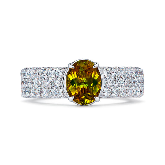 Flawless Neon Tourmaline Ring with D Flawless Diamonds set in 18K White Gold