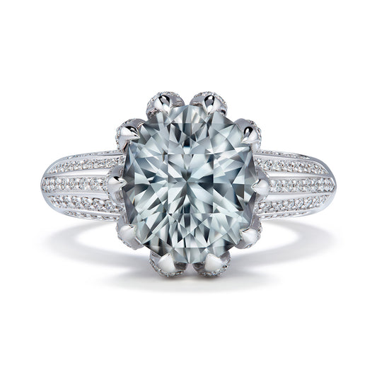 Neon White Tourmaline Ring with D Flawless Diamonds set in 18K White Gold