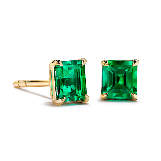 Old World Muzo Colombian Emerald Earrings with D Flawless Diamonds set in 18K Yellow Gold
