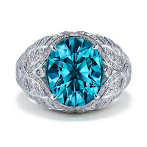 Unheated Flawless Paraiba Tourmaline Ring with D Flawless Diamonds set in 18K White Gold