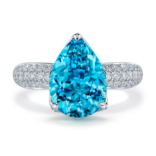 Santa Maria Aquamarine Ring with D Flawless Diamonds set in 18K White Gold