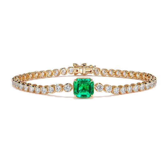 Muzo Colombian Emerald Bracelet with D Flawless Diamonds set in 18K Yellow Gold