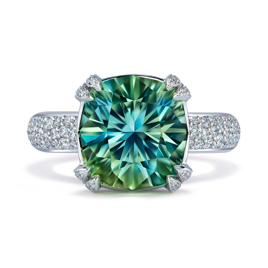 Neon Titanium Tourmaline Ring with D Flawless Diamonds set in 18K White Gold