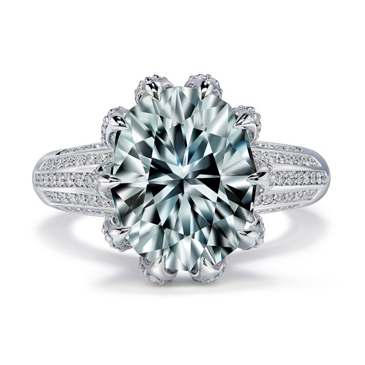 Neon White Tourmaline Ring with D Flawless Diamonds set in 18K White Gold