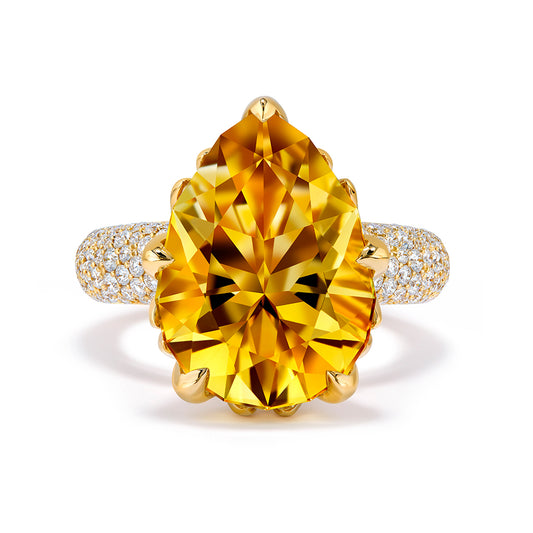 Himalayan Golden Berly Ring with D Flawless Diamonds set in 18K Yellow Gold