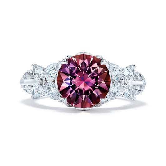 Neon Tourmaline Ring with D Flawless Diamonds set in 18K White Gold