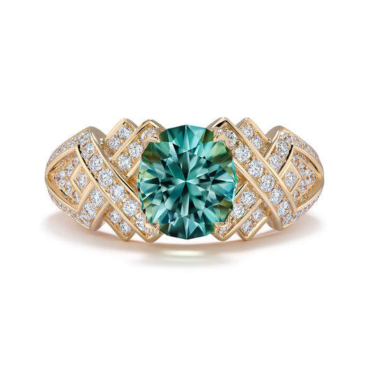 Neon Tourmaline Ring with D Flawless Diamonds set in 18K Yellow Gold