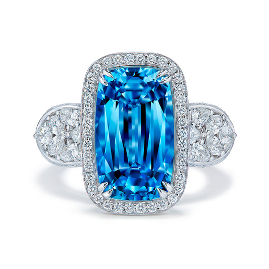 Santa Maria Aquamarine Ring with D Flawless Diamonds set in 18K White Gold