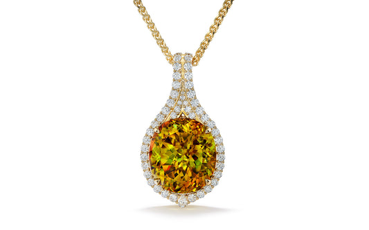 New York Sphalerite Necklace with D Flawless Diamonds set in 18K Yellow Gold