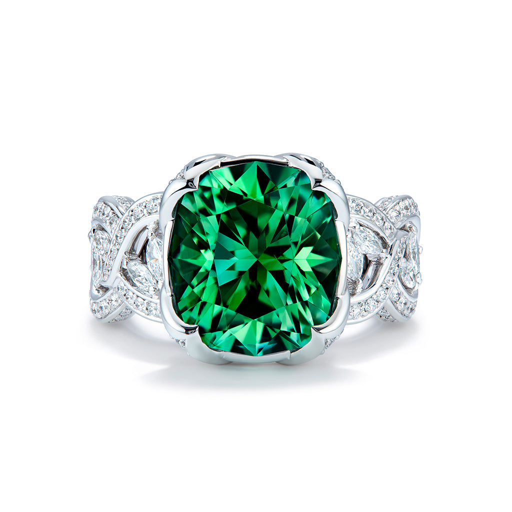Paraiba Tourmaline Ring with D Flawless Diamonds set in 18K White Gold