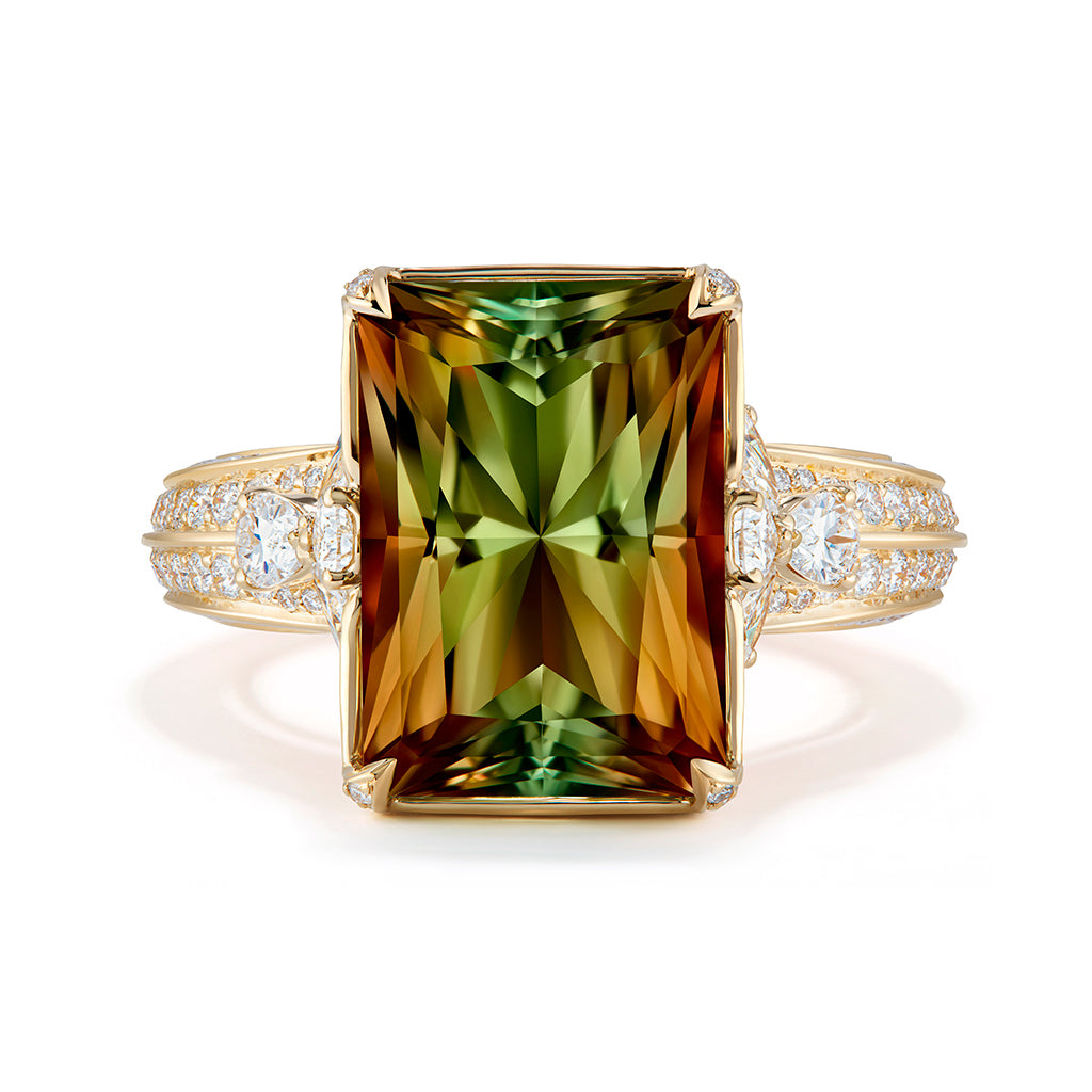 Zultanite Ring with D Flawless Diamonds set in 18K Yellow Gold