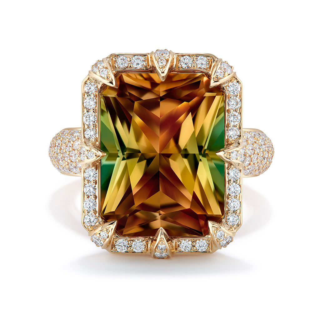 Zultanite Ring with D Flawless Diamonds set in 18K Yellow Gold