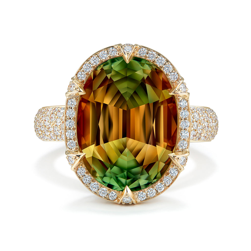 Zultanite Ring with D Flawless Diamonds set in 18K Yellow Gold