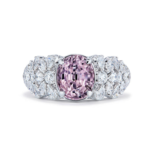 Pink Taaffeite Ring with D Flawless Diamonds set in 18K White Gold