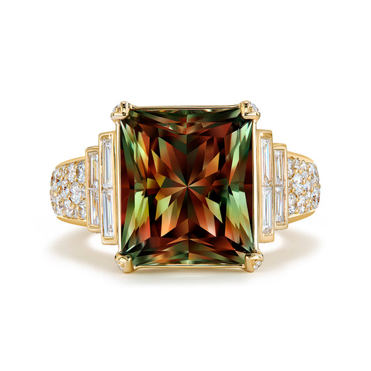 Zultanite Ring with D Flawless Diamonds set in 18K Yellow Gold