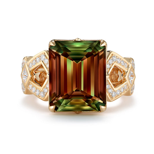 Zultanite Ring with D Flawless Diamonds set in 18K Yellow Gold