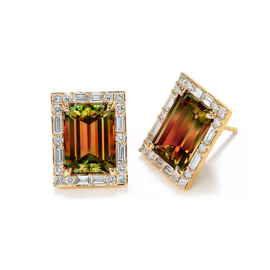 Zultanite Earrings with D Flawless Diamonds set in 18K Yellow Gold