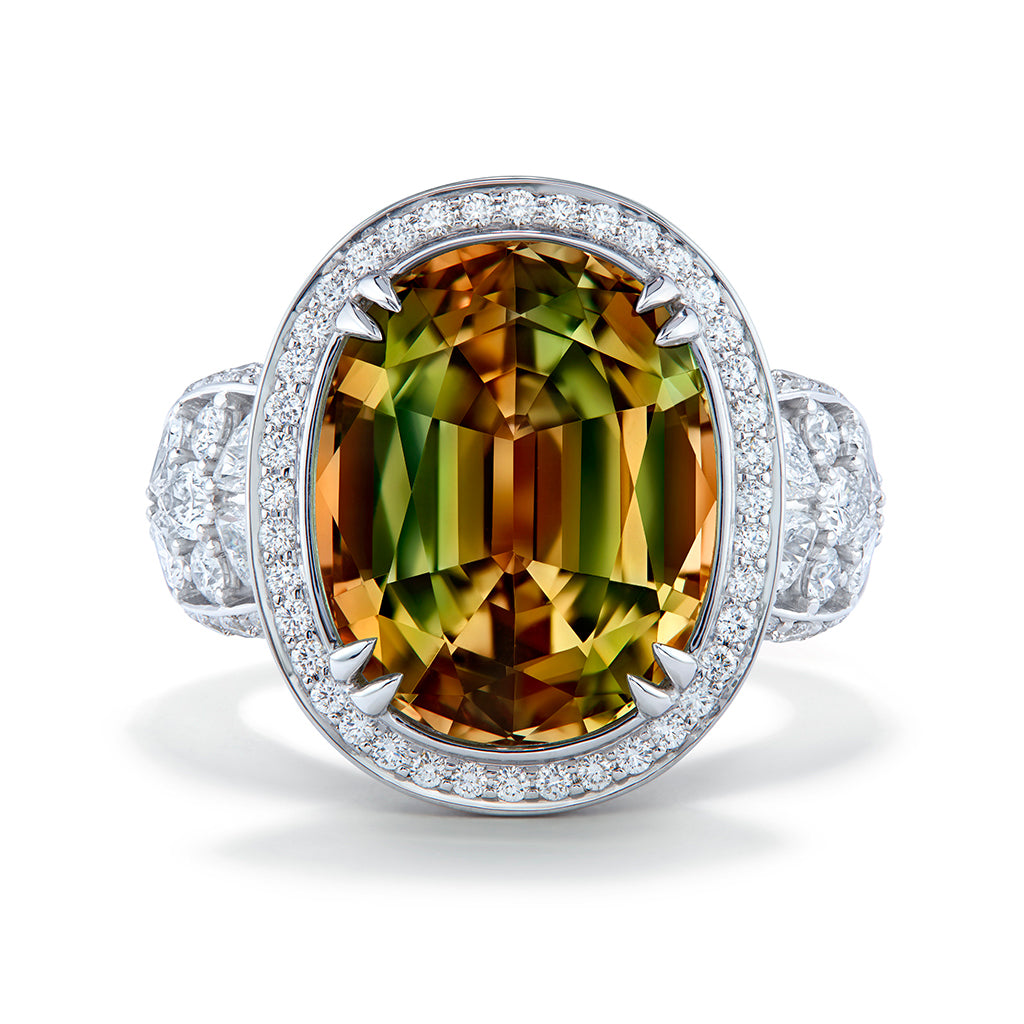 Zultanite Ring with D Flawless Diamonds set in 18K White Gold