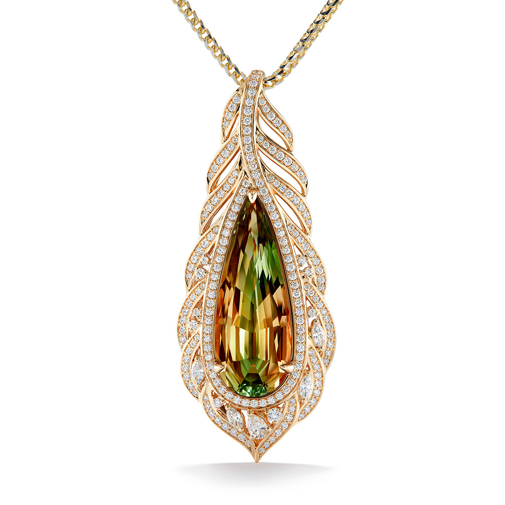 Zultanite Necklace with D Flawless Diamonds set in 18K Yellow Gold