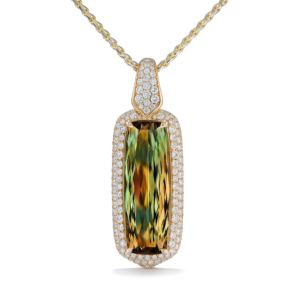 Zultanite Necklace with D Flawless Diamonds set in 18K Yellow Gold