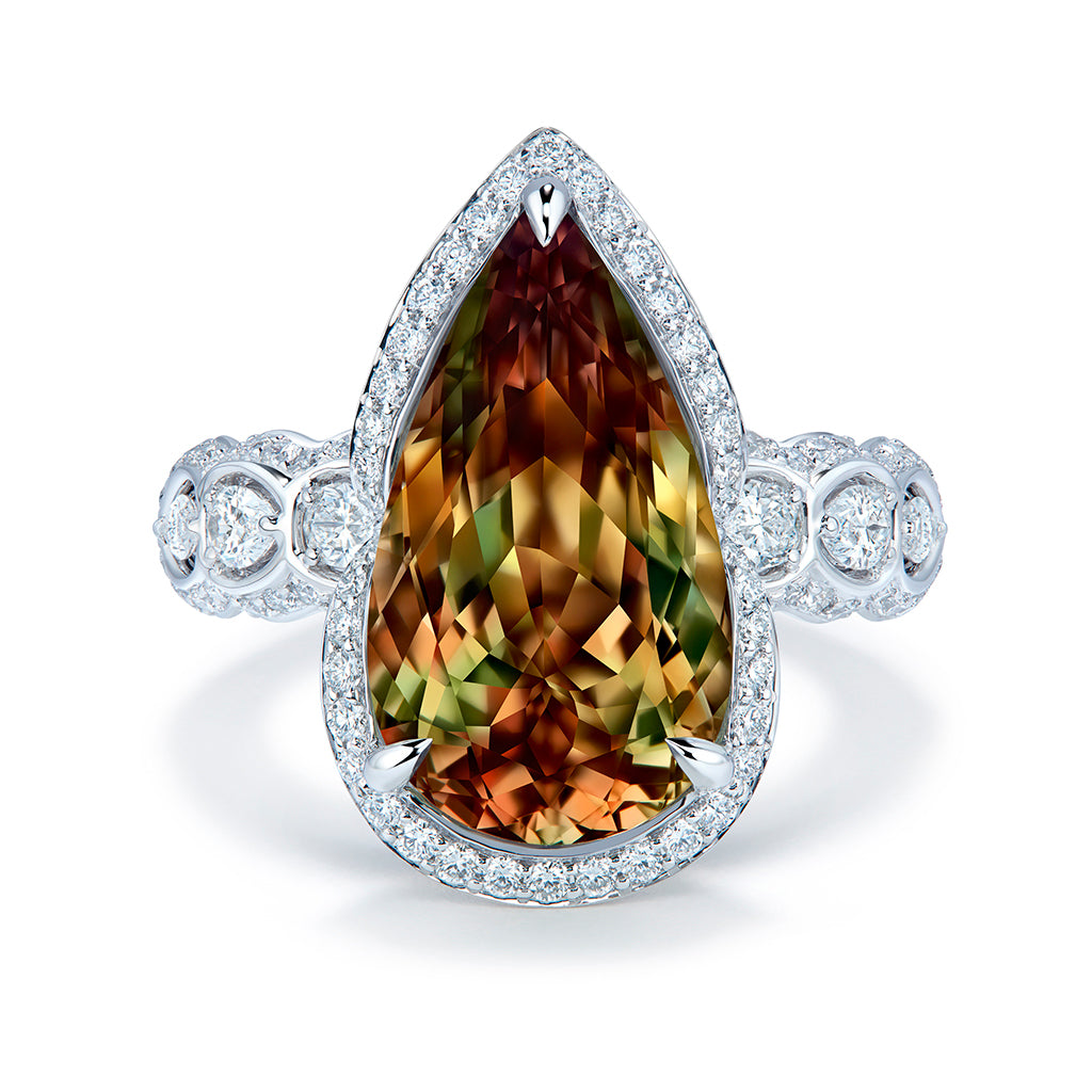 Zultanite Ring with D Flawless Diamonds set in 18K White Gold