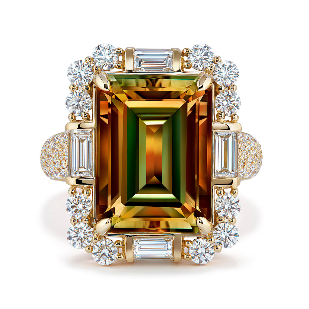 Zultanite Ring with D Flawless Diamonds set in 18K Yellow Gold
