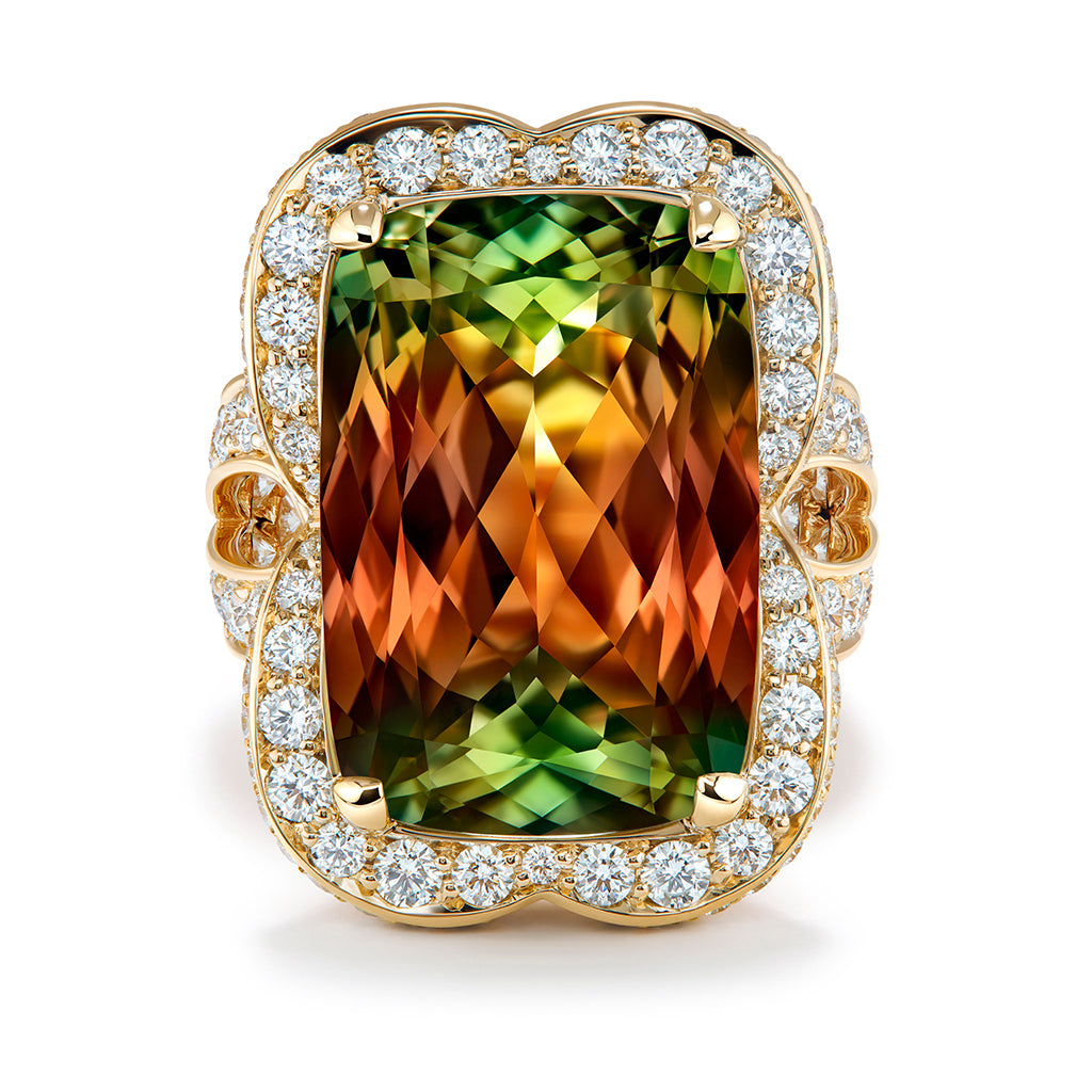 Zultanite Ring with D Flawless Diamonds set in 18K Yellow Gold