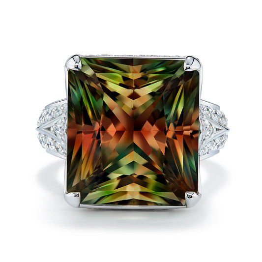 Zultanite Ring with D Flawless Diamonds set in 18K White Gold