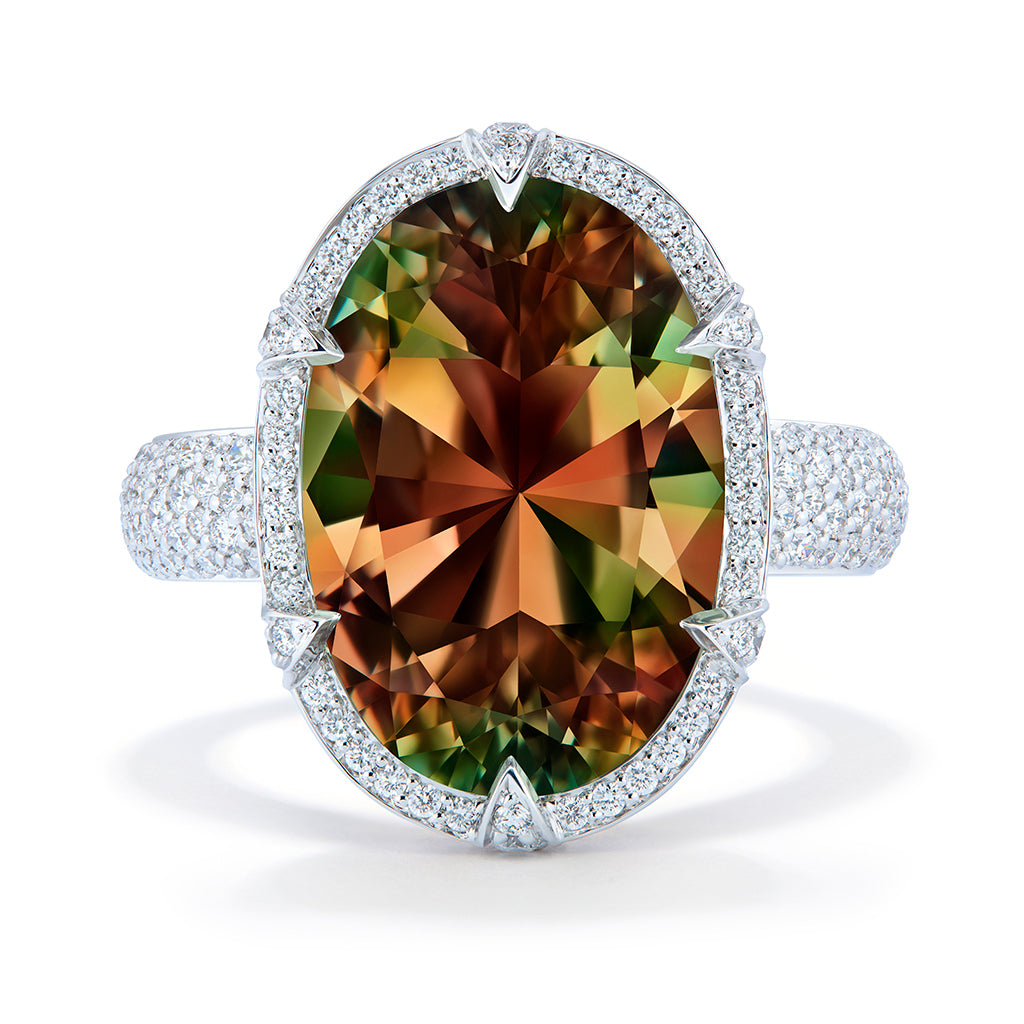 Zultanite Ring with D Flawless Diamonds set in 18K White Gold